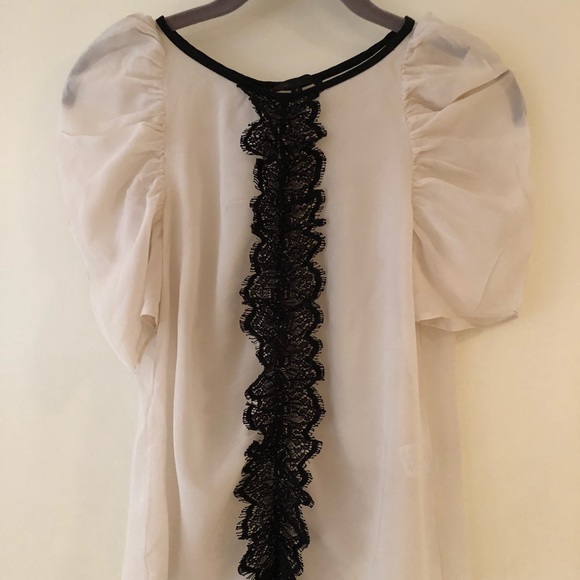 Maje Tops - Maje Black & Cream Silk Blouse
